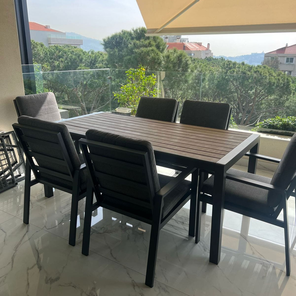 NB Dining Table Polywood Grey Frame